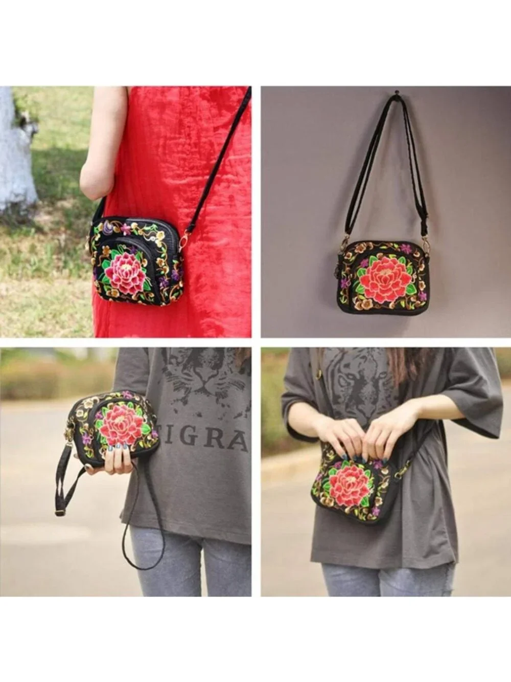 Floral Embroidered Vintage Hobo Tote Bag | Ethnic Shoulder Purse for Women